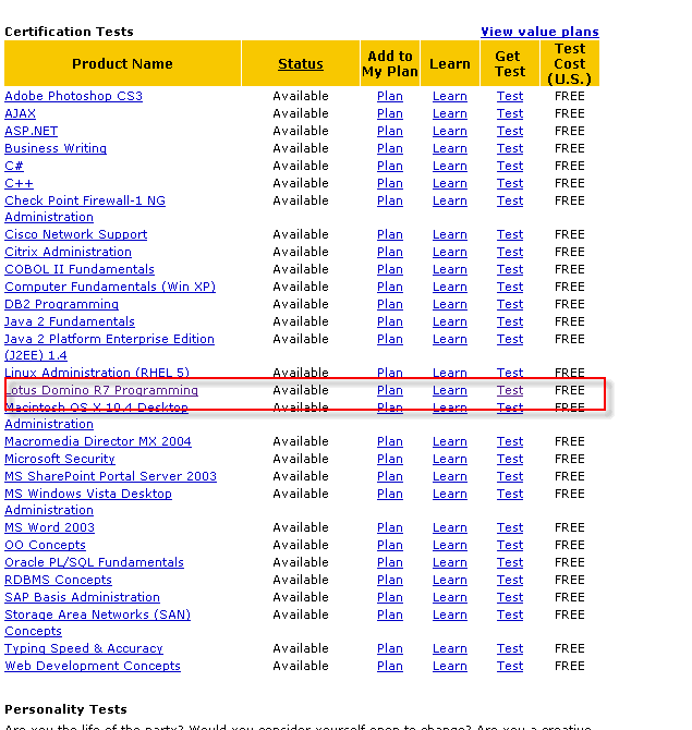 Image:FREE BrainBench certification for Lotus Domino R7 developers, 