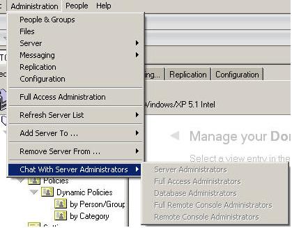 Image:Instant Messaging integrated in Domino  8.x admin client.