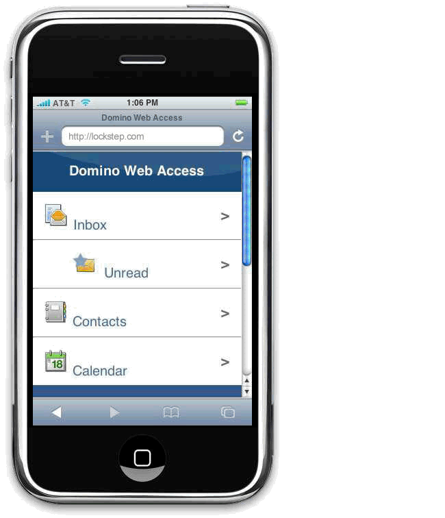 Image:Lotus Notes email and iPhone (Domino Web Access)