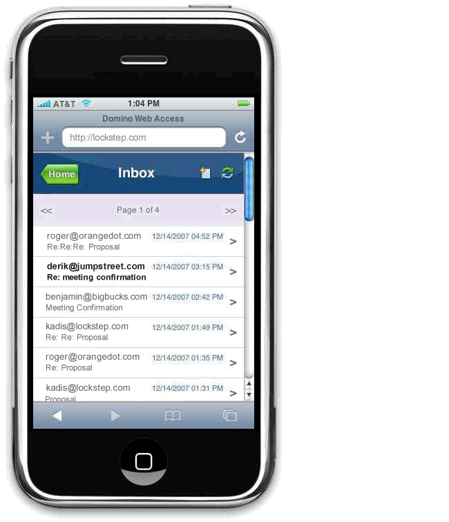 Image:Lotus Notes email and iPhone (Domino Web Access)