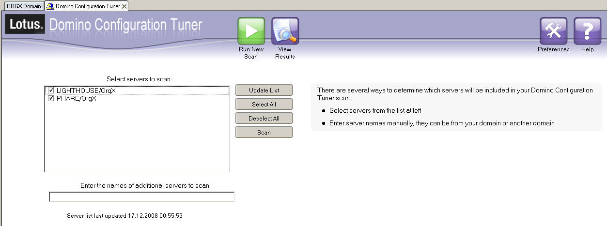 Image:Preview of Lotus Domino configuration tuner (Domino 8.5)