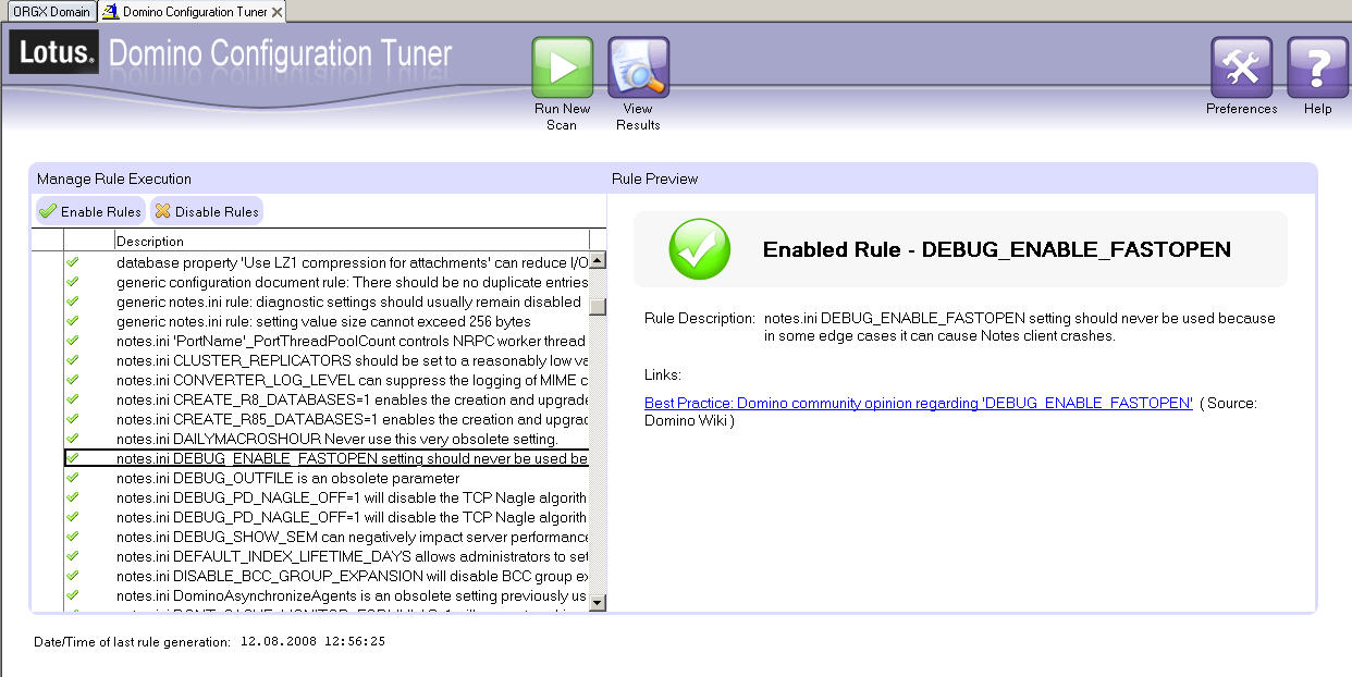 Image:Preview of Lotus Domino configuration tuner (Domino 8.5)