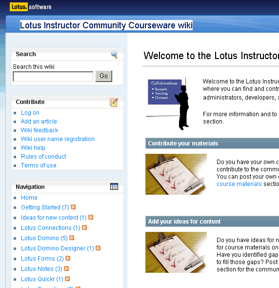 Image:Welcome to the Lotus Instructor Community Courseware wiki, resource for people who train Lotus Notes/Domino/Designer