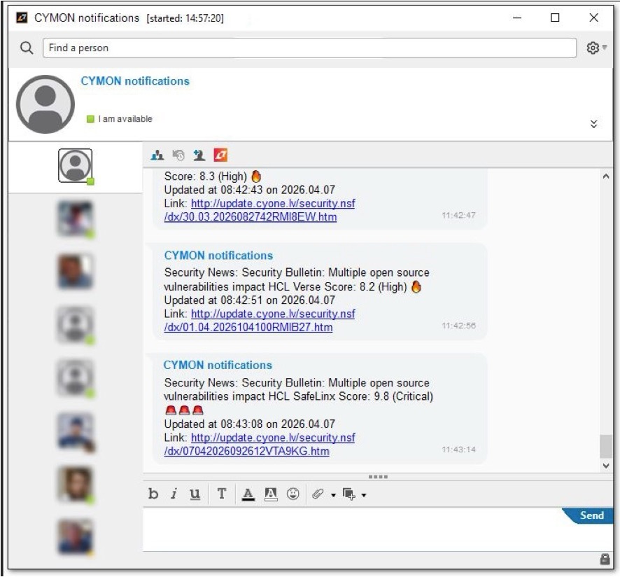 Image:Zabbix/CYMON Domino monitoring in HCL Sametime